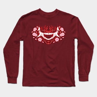 Hannya Demon Mask - V2 RED Long Sleeve T-Shirt